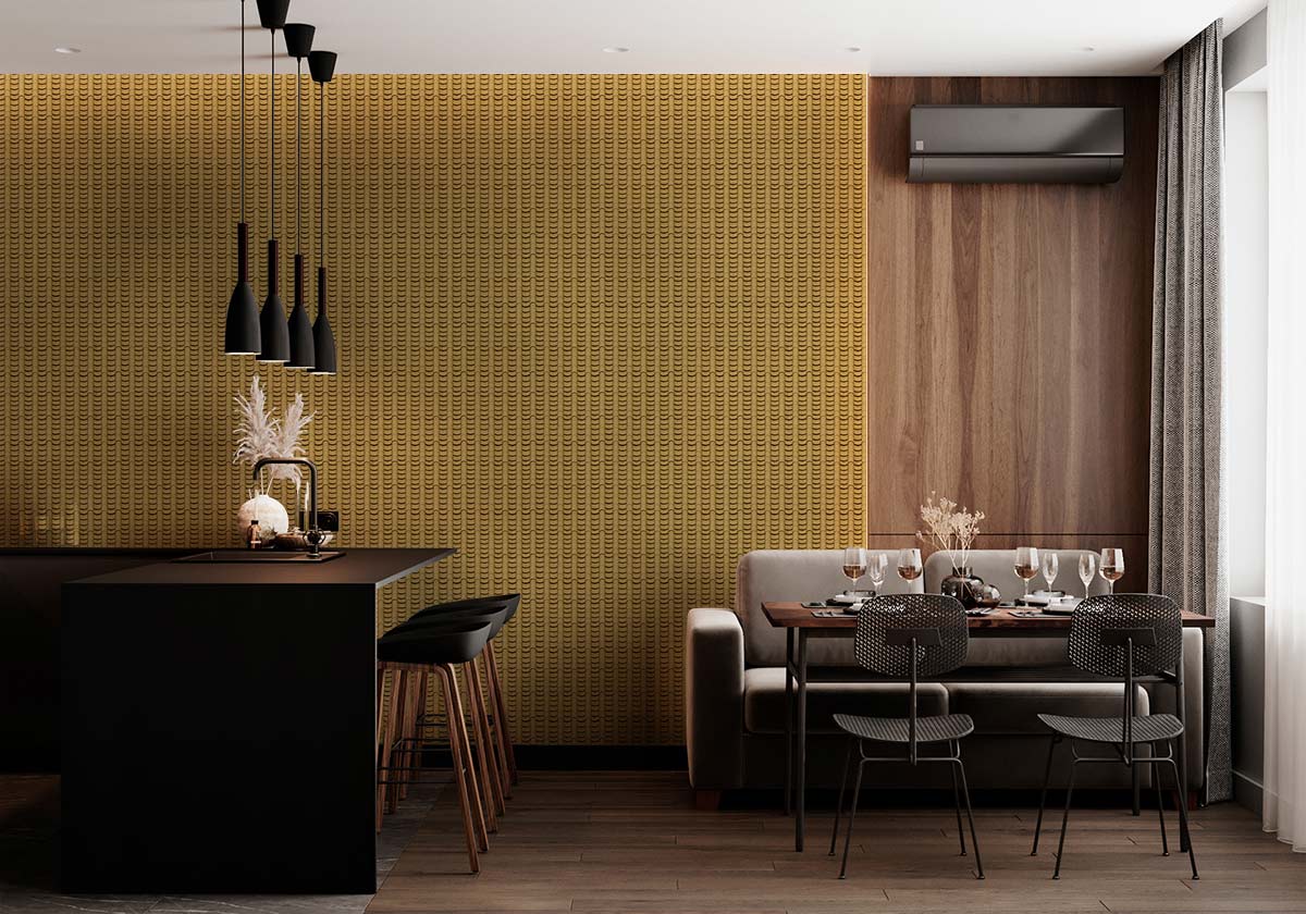 Gold Geometric Herringbone Mural Wallpaper