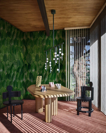 Fresh Leaves Wallpaper Mural Used for the Decoration of the Dining Room