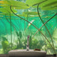 Wallpaper mural with a green underwater world for use in decorating the bathroom.
