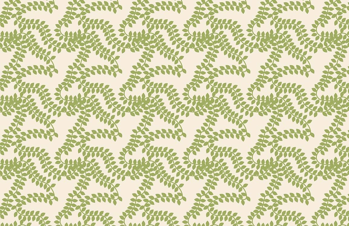 Green Botanical Leaf Pattern Wall Mural