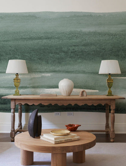 color green style mural decoration living room