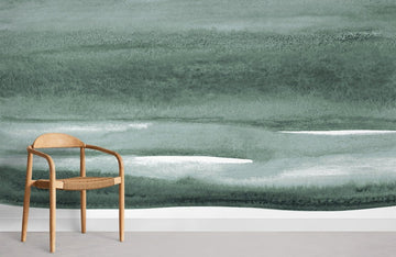 Abstract Emerald Green Watercolor Mural Wallpaper
