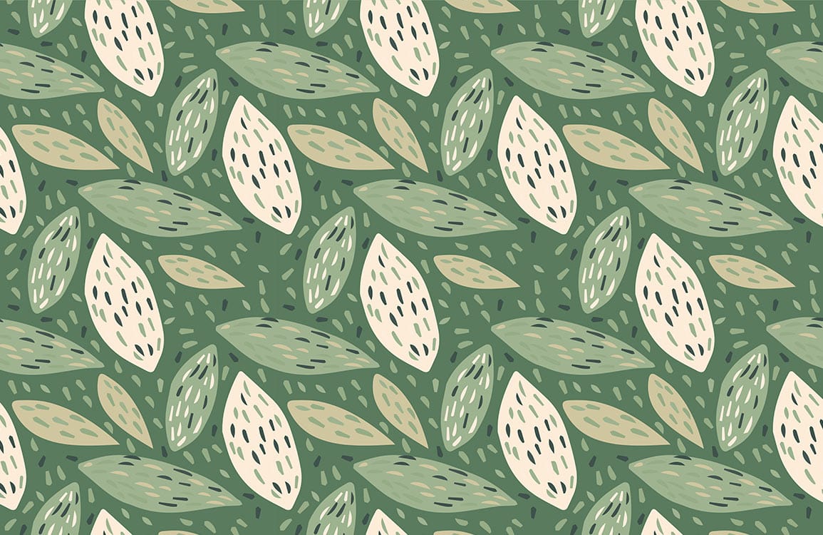 Botanical Leaf Pattern Green Wallpaper Mural