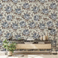 Mural Wallpaper in Grey and Brown with Flowers, Ideal for Hallway Design