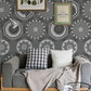 grey circles pattern wall mural lounge interior design