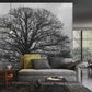 Gray woodland living room wallpaper mural