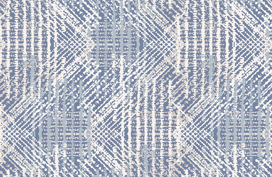Abstract Geometric Blue Herringbone Mural Wallpaper