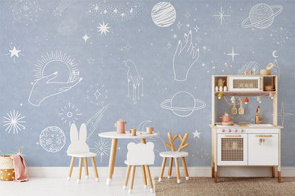 Blue Star Space Wallpaper Mural Custom Interior Art