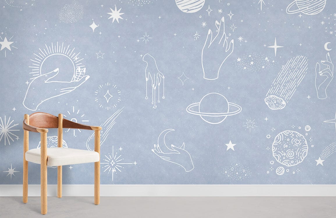 Blue Star Space Wallpaper Mural Room Decoration Idea