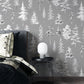 grey watercolor forest wall mural bedroom decor