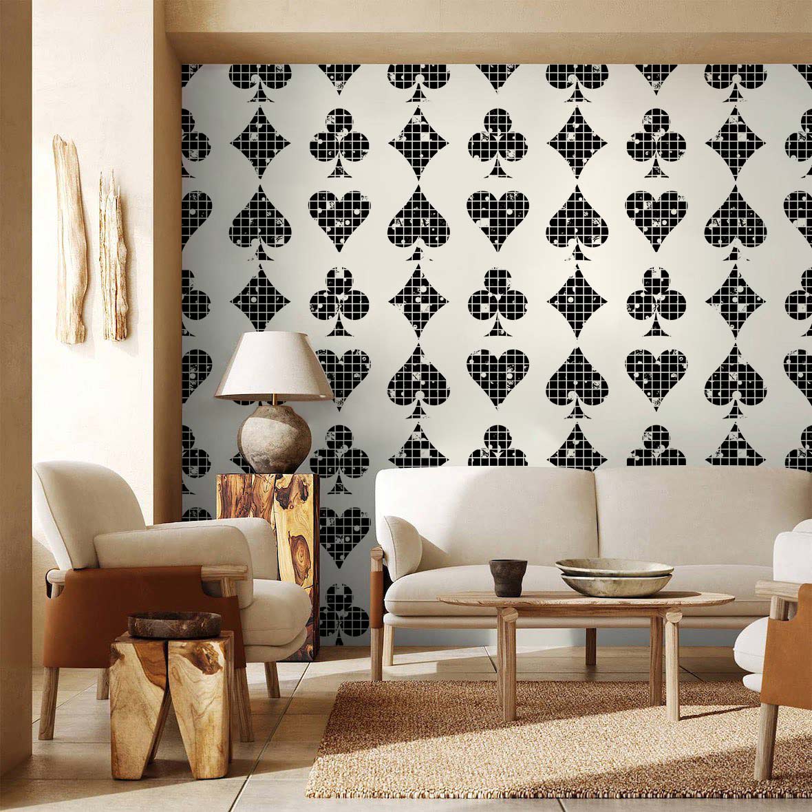 old and stylish grid poker wallpaper decorating
