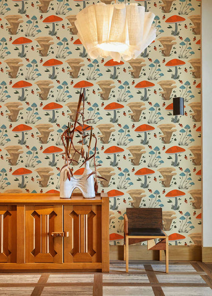Growing Mushrooms Pattern Wall Mural living room