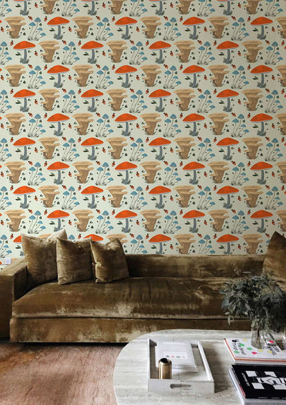 Growing Mushrooms Pattern Wall Mural hallway decor