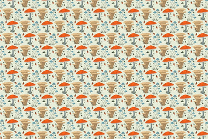 Growing Mushrooms Pattern Wall Mural plain