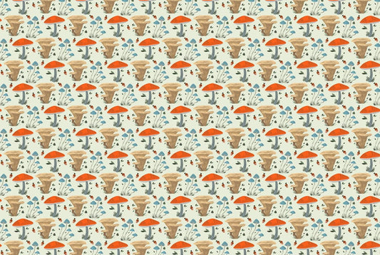 Growing Mushrooms Pattern Wall Mural plain