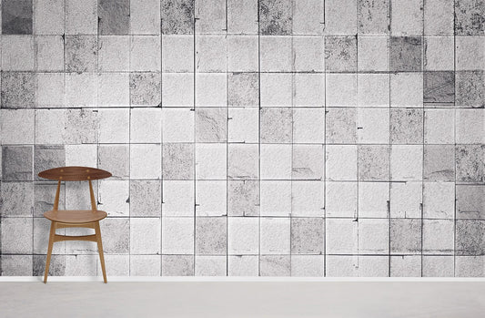 Wallpaper mural in the style of a vintage grey square, for use in decorating a home.