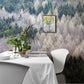 Diner Wall Mural with Snowy Forest Scenery in the Colder Months