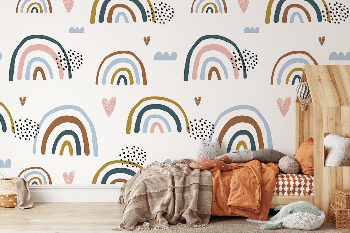 Hand Painted Rainbow Custom Wallpaper Art Design