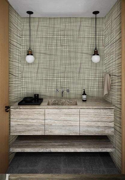 3D Lines Wallpaper Mural in bathroom