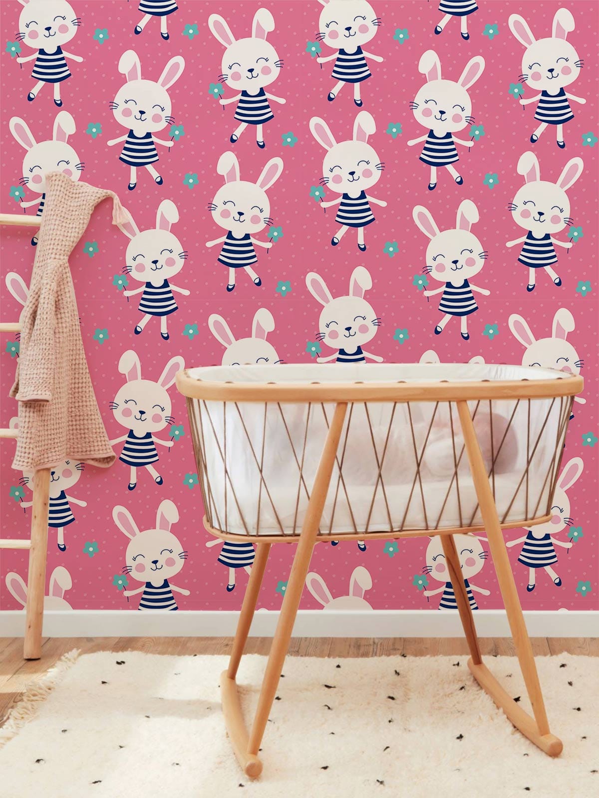 Happy Bunny Mural Wallpaper Home Interior Decor