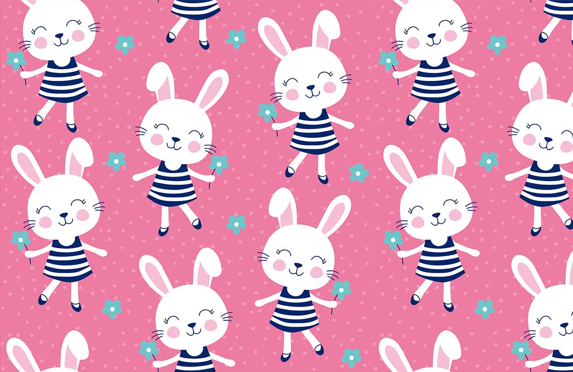 Papier Peint Panoramique Lapin Souriant Élégant
