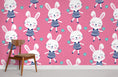 Cute Striped Bunny Pattern Mural Wallpaper | Ever Wallpaper