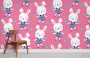 Cute Striped Bunny Pattern Mural Wallpaper | Ever Wallpaper