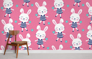 Papier Peint Panoramique Lapin Souriant Élégant
