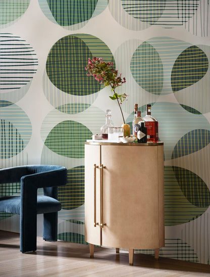 Geometric Circular Abstract Mural Wallpaper in living room