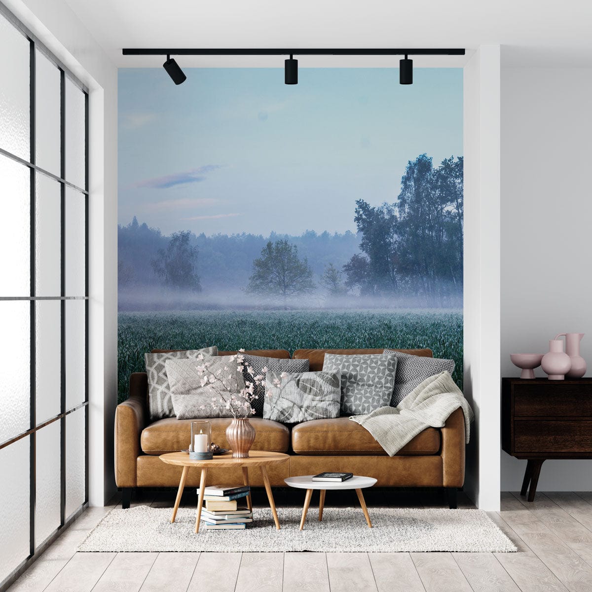 Haze and Vibrant Fields Living Room Mural