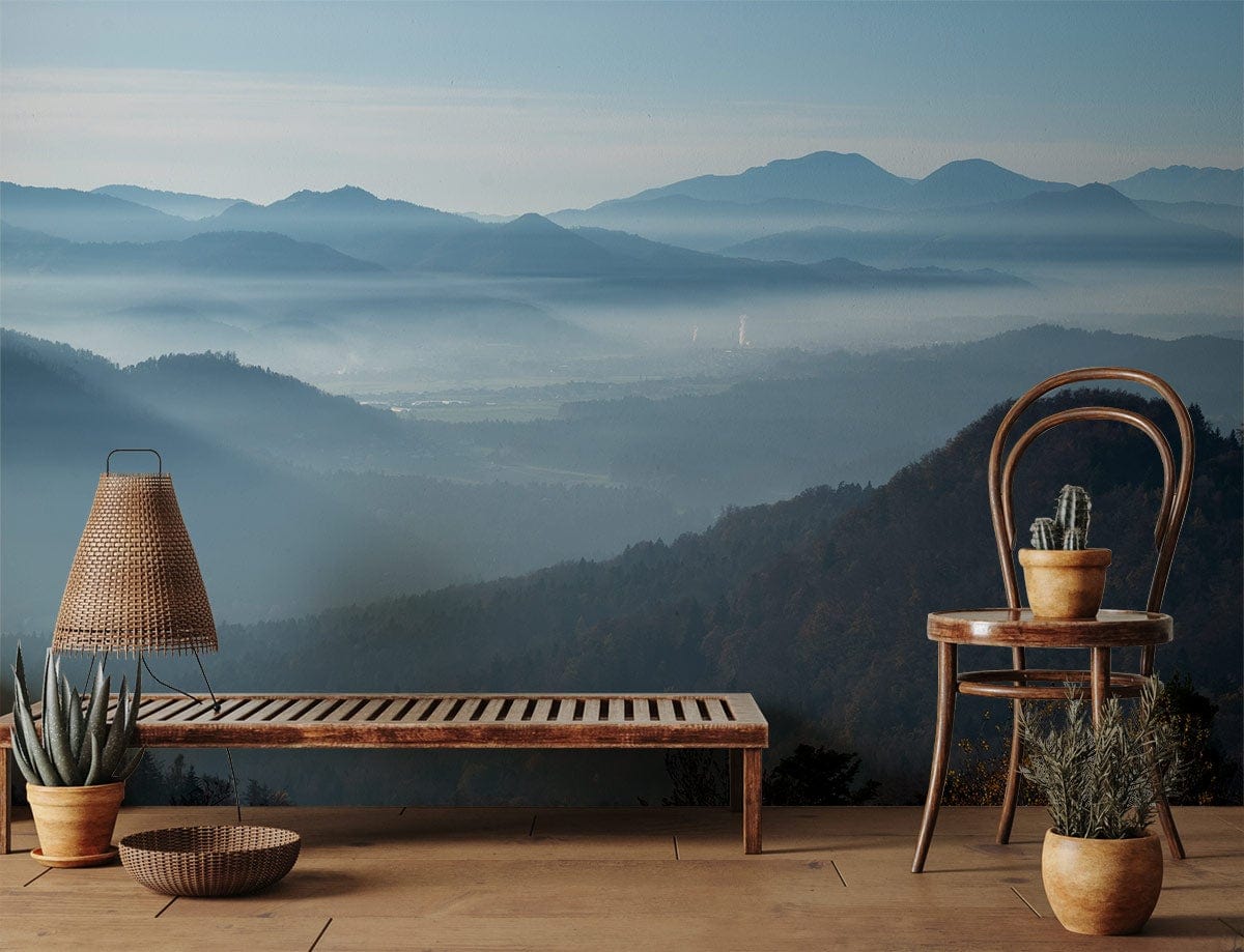 Hazy Mountain View Wallpaper Art Decoration