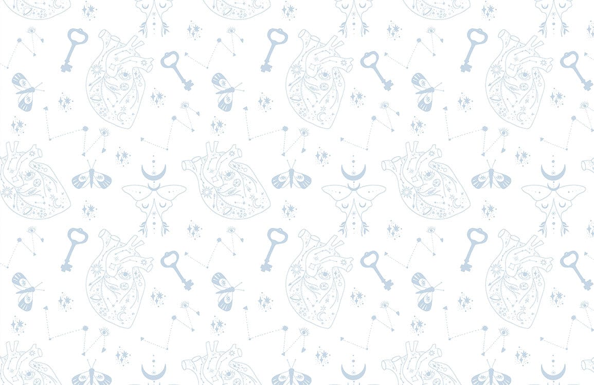 Whimsical Blue Whimsical Botanical Mural Wallpaper