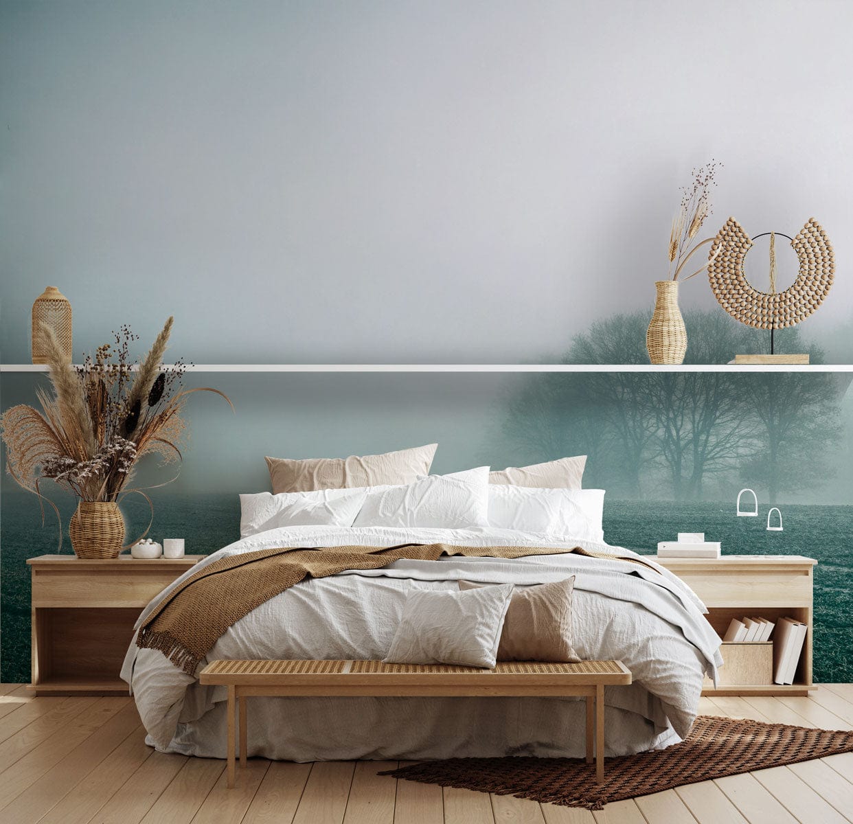 Heavy Fog Field Wallpaper Mural for the Interior Decoration of Bedrooms