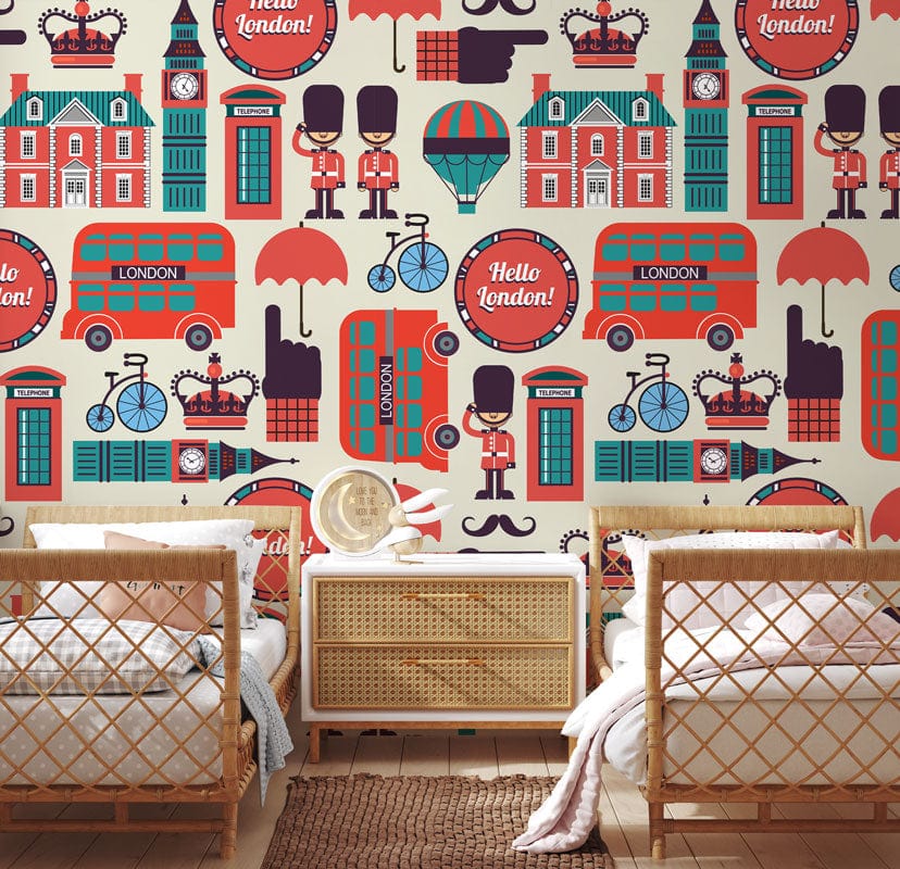 London landmark wallpaper mural children's room decor