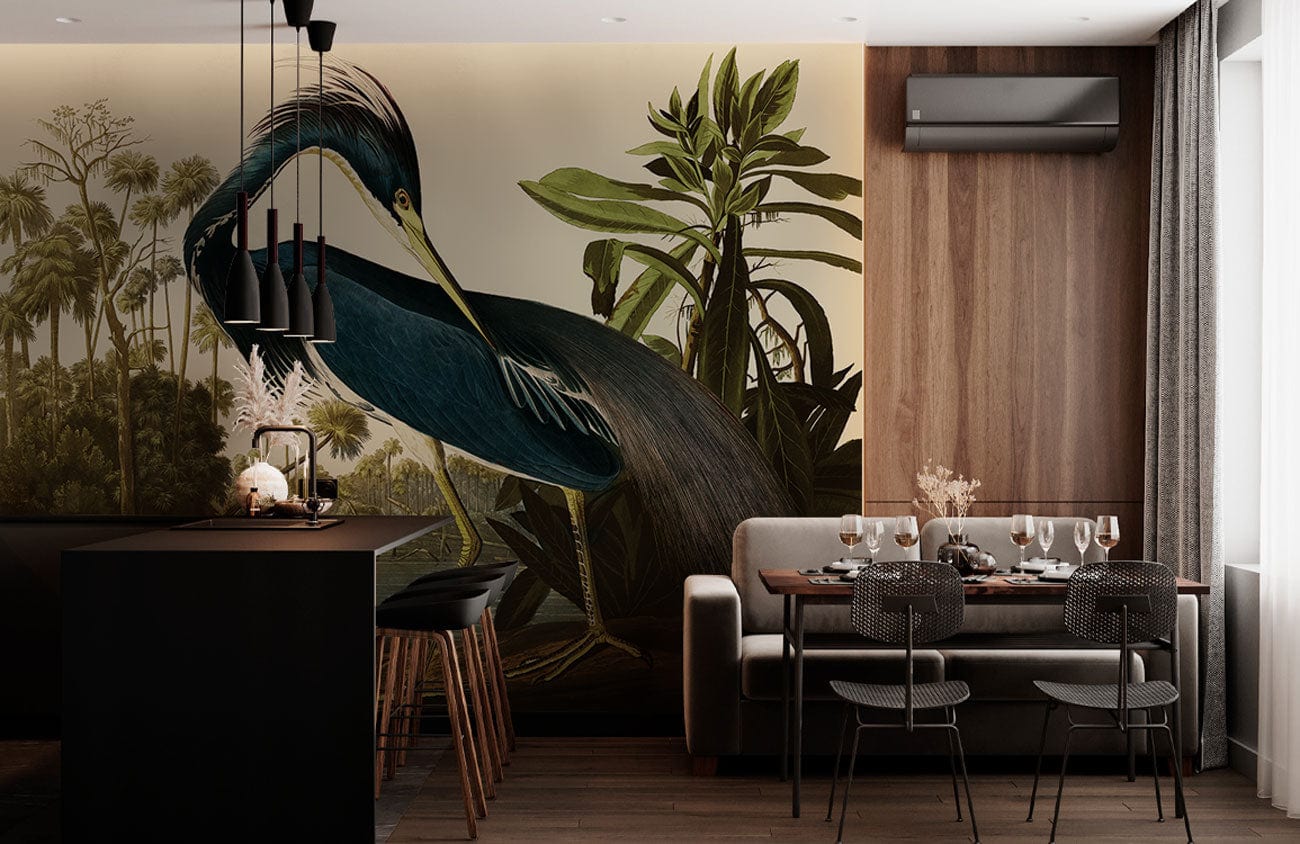 Heron in the Jungle Dining Room Mural