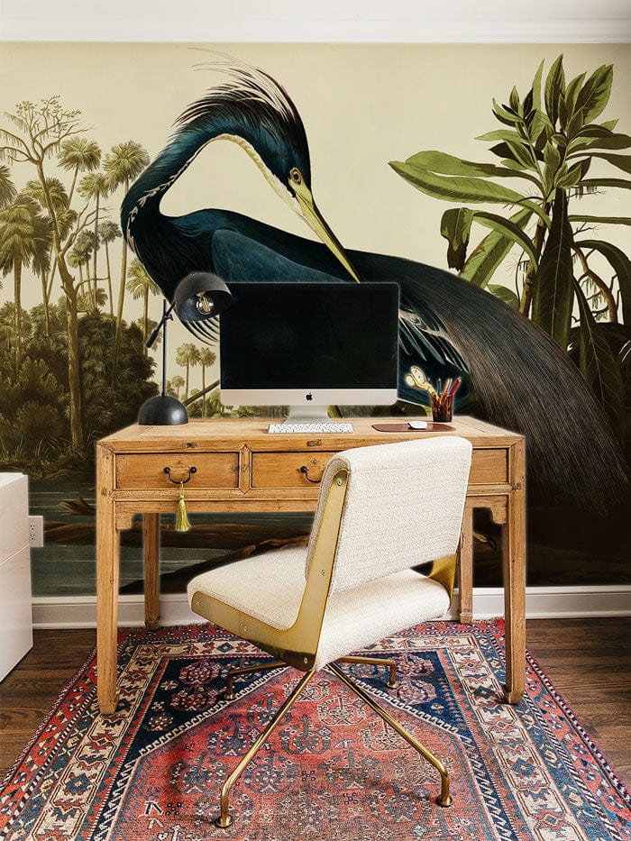 Heron in the Jungle Home Office Wall Mural Wallpaper