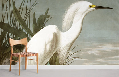 Vintage Bird Illustration Elegant Mural Wallpaper