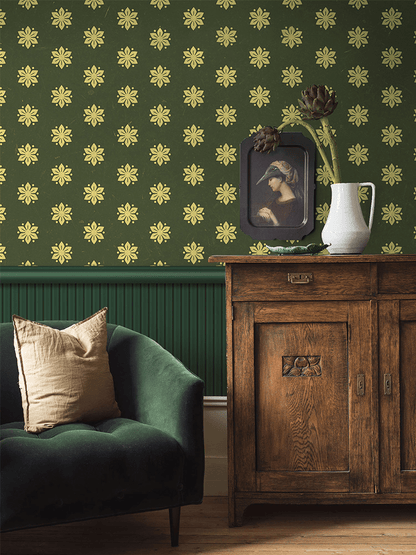 Hexagonal Flowers mural interior decoration idea