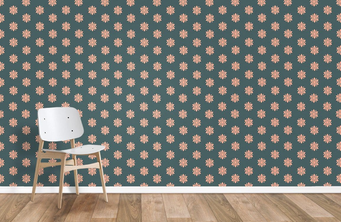 hexagonal flower pattern wallpaper for room