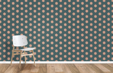 Vintage Floral Emerald Green Mural Wallpaper