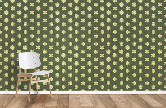 Hexagonal Flowers wallpaper mural for room