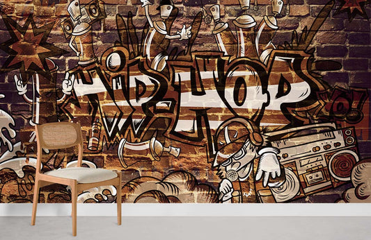 Urban Graffiti Brick Wallpaper Mural