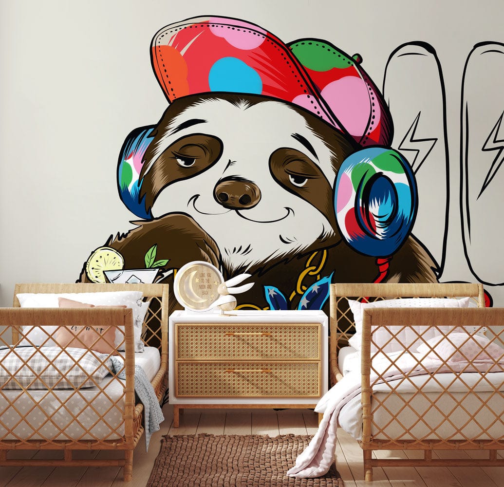 Hiphop Sloth Wallpaper Mural to Adorn Your Bedroom