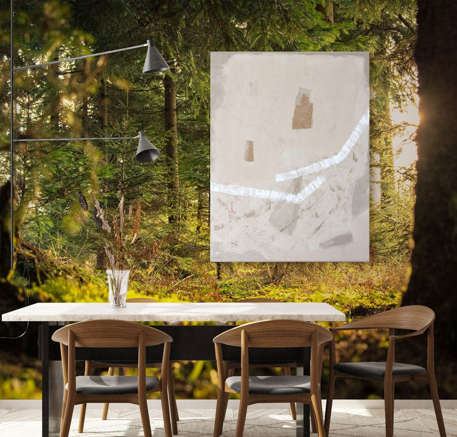 Wallpaper Mural for Kitchen or Dining Room with Hole in Colorful Forest Scenery