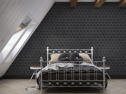 wallpaper with honeycomb patterns in the bedroom