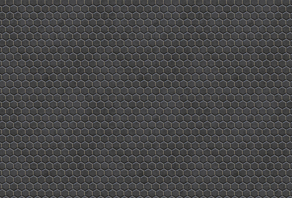 Modern Hexagonal Geometric Black Mural Wallpaper