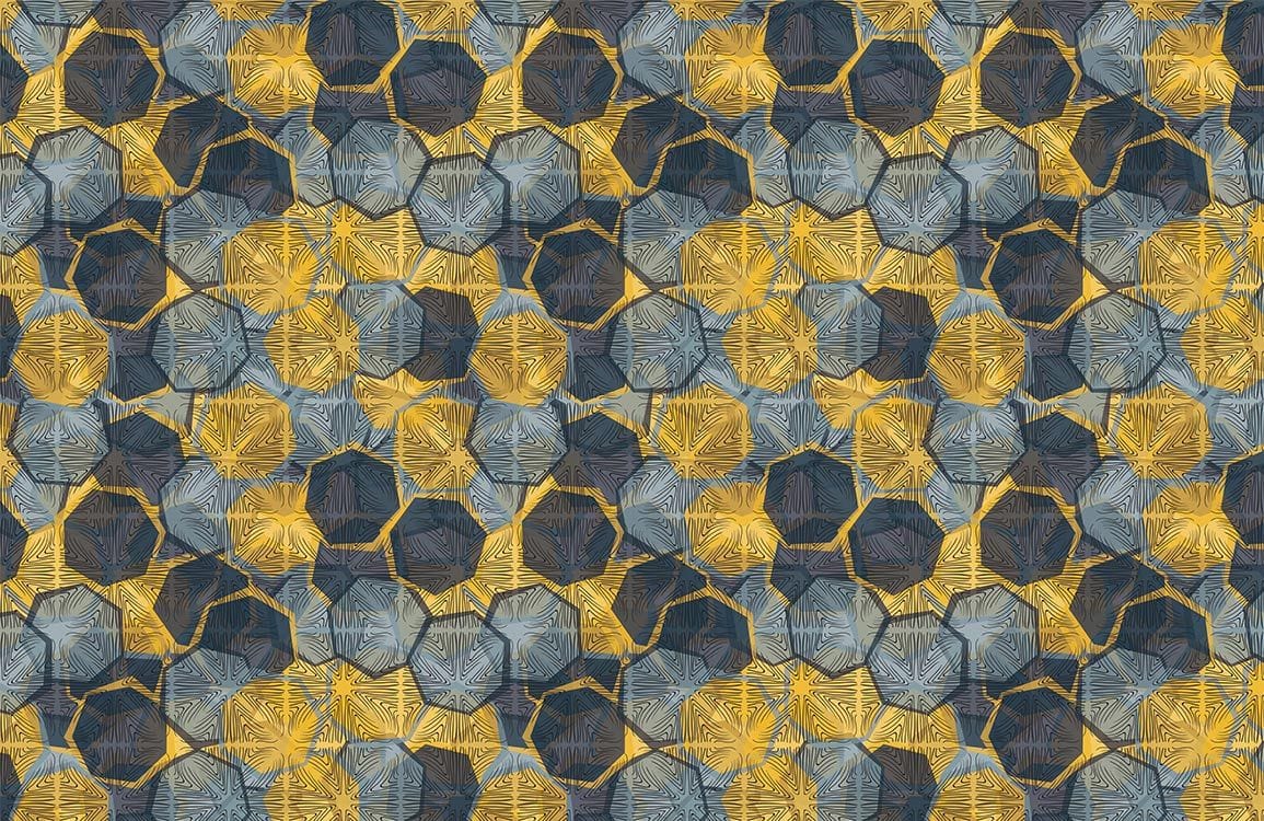 Geometric Navy Gold Abstract Mural Wallpaper