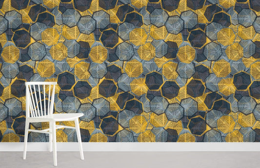 Geometric Navy Gold Abstract Mural Wallpaper