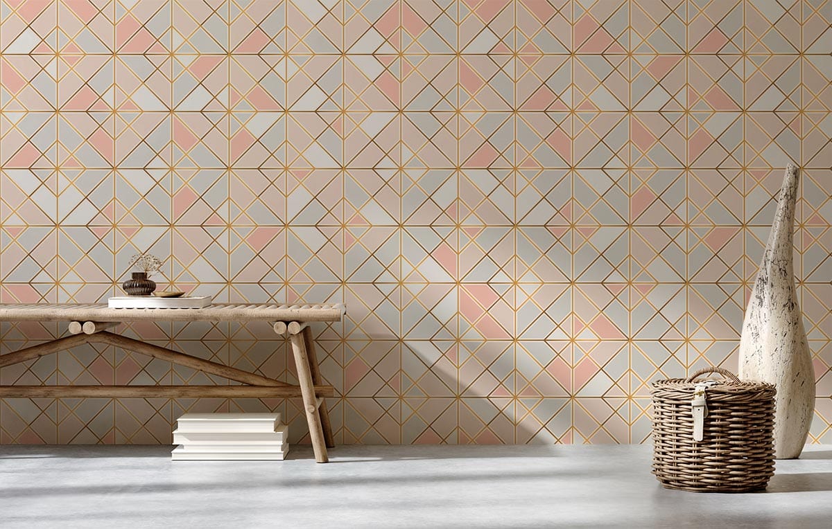 Geometric Pink Gold Modern Wallpaper Mural