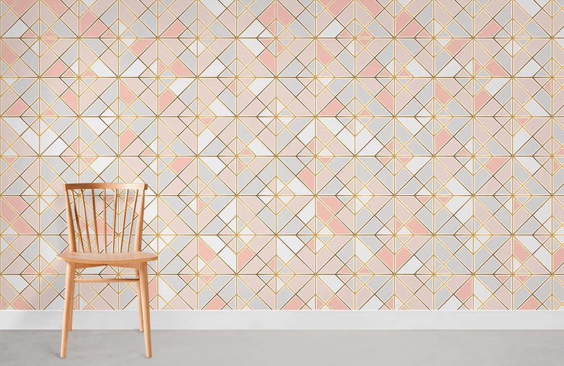 Geometric Pink Gold Modern Wallpaper Mural